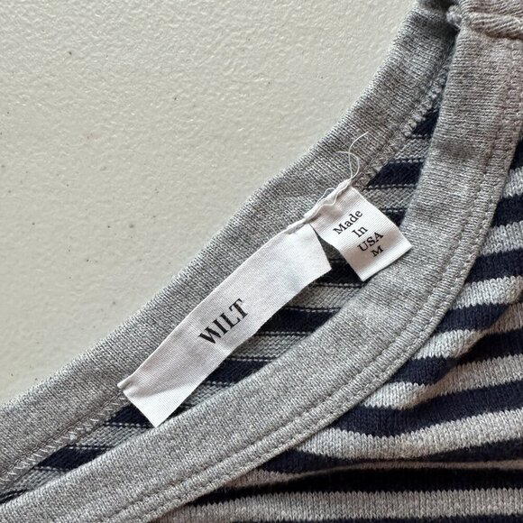 WILT Womens Double V Sweater Knit Jumper Size M Pullover Contrasting Stripe Gray - Picture 5 of 7